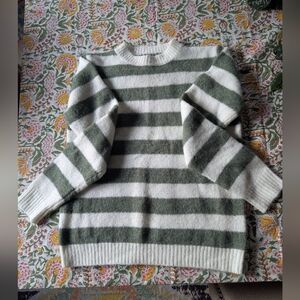 Dokotoo - Sz S - Cozy Striped Green and White Women's Sweater